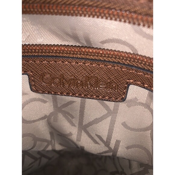 Calvin Klein CK Signature Logo Large BACKPACK, Dark Brown With Tan CK Logos - Picture 2 of 10